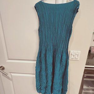 Turquoise Sleeveless Crinkle Dress